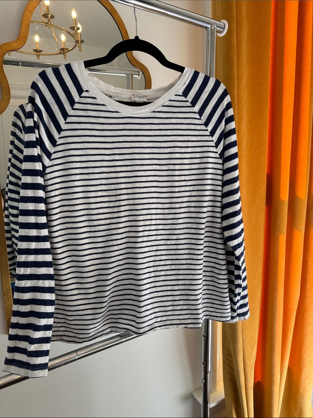 J. Crew Navy and White Striped Long-Sleeve Tee